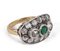 Antique Gold and Silver Ring with Diamond and Emerald Rosettes, 1900s 1