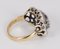 Antique Gold and Silver Ring with Diamond and Emerald Rosettes, 1900s, Image 3