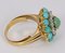 Vintage 18k Gold Ring with Cut Diamonds and Turquoise, 1960s 2