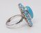 18k White Gold Ring with Turquoise and Diamonds, 1960s 3