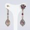 Antique Style 14k Gold Earrings with Rubies and Diamond Rosettes 3