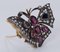 Broche Papillon Vintage en Or 18k et Argent avec Diamants, Saphirs et Rubis, 1950s 2