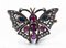 Vintage Butterfly Brooch in 18k Gold and Silver with Diamonds, Sapphires and Rubies, 1950s, Image 1