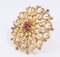 Vintage Brooch in 18k Gold and Fuchsia Stones, 1950s 2