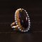 Vintage Ring in 18k Gold with Amber and Beads, 1950s 1