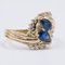 Vintage 14k Yellow Gold Ring with Drop Cut Sapphires and Diamonds, 1970s 2