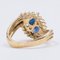 Vintage 14k Gelbgold Ring mit tropfenförmigen Saphiren & Diamanten, 1970er 4