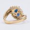 Vintage 14k Yellow Gold Ring with Drop Cut Sapphires and Diamonds, 1970s 4