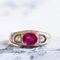 Antique 18k Gold Men's Ring with Synthetic Ruby ​​and Diamonds, 1900s, Image 2