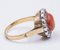 Vintage Ring in 18k Gold and Silver with Coral and Diamond Rosettes, 1940s 4