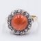 Vintage Ring in 18k Gold and Silver with Coral and Diamond Rosettes, 1940s 3