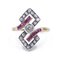 Art Deco Ring in 14k Gold and Silver with Diamonds and Rubies, 1930s 1