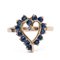 Vintage 14k Gold Heart Ring with Topaz and Diamond, 1970s 1