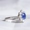 Modern 18k White Gold Daisy Ring with Central Pailin Sapphire and Cut Diamonds 4
