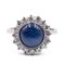 Vintage 18k Gold Ring with Central Sapphire and Diamonds, 1960s 1