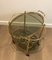 Gilt Metal Oval Drinks Trolley with Removable Tray and Bottle Holder, France, 1940s 3