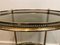 Gilt Metal Oval Drinks Trolley with Removable Tray and Bottle Holder, France, 1940s 4