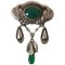 Early Silver Broche Green Stones by Evald Nielsen 1