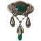 Early Silver Brooch Green Stones by Evald Nielsen, Image 1