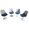 Blue Tulip Swivel Chairs by Eero Saarinen & Knoll, Set of 4, Image 1