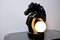 Lámpara estilo Regency en forma de caballo de cerámica negra, años 80, Imagen 3