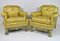 Living Room Set with Chinoiserie Decoration in Original Silk Fabric, France, 1890s, Set of 3 1