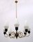 Italian Mid-Century Modern Brass and Glass Chandelier, 1950s 4