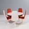 White Dining Table & 5 Orange Viggen Dining Chairs by Borge Johanson, 1960s, Set of 6 2
