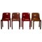 Selene Red Stacking Chairs by Vico Magistretti for Artemide, 1960s, Set of 4 1