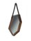 Italian Hexagonal Mirror with Wooden Frame and Leather Strap, Image 2
