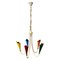 Mid-Century Modern Italian Brass and Painted Metal Chandelier, 1950s, Image 1