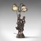 Vintage French Decorative Table Lamp in Spelter Bronze with Female Figures 1