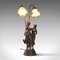 Lampe de Bureau Décorative Vintage en Bronze Doré avec Figurines Féminines, France 2