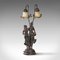 Dekorative französische Vintage Tischlampe aus verzierter Bronze mit weiblichen Figuren 6