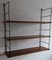 Vintage 3-Tier String Shelf with Black Wire Frame & Shelves in Teak Veneer Chipboard, 1970s 3