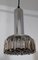 Lámpara de techo P105 vintage con montura de metal cromado, cable de plástico negro y pantalla de cristal pintado ahumado ligeramente ahumado de Staff, años 70, Imagen 4
