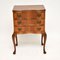 Antique Figured Walnut Side Table with 3 Drawers, Image 2
