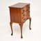 Antique Figured Walnut Side Table with 3 Drawers, Image 5