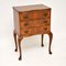 Antique Figured Walnut Side Table with 3 Drawers 1