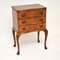 Antique Figured Walnut Side Table with 3 Drawers, Image 1