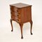 Antique Figured Walnut Side Table with 3 Drawers, Image 6