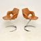 Französische Leder & Chrom Scimitar Stühle von Boris Tabacoff für Mobilier Modulaire Moderne, 1970er, 2er Set 3