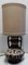 Lampe de Bureau Fat Lava Vintage en Céramique avec Abat-Jour en Parchemin Beige et Base Ajourée avec Éclairage Intérieur, 1970s 1