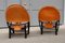 Black Lacquered Wood & Leather Armchairs by Toffoloni Polange for Germa, 1970, Set of 2 2