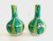 Big Chinese Illustrated Green Pottery Vase Set, China, 1960s, Set of 2 3
