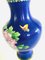 Big Chinese Blue Flower Illustrated Cloisonné Enamel Vases, 1960s, Set of 2 2