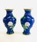 Große Blaue Cloisonné Emaille Vasen mit Blauen Blumenillustrationen, 1960er, 2er Set 7