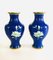 Große Blaue Cloisonné Emaille Vasen mit Blauen Blumenillustrationen, 1960er, 2er Set 8