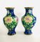 Big Chinese Blue Flower Illustrated Cloisonné Enamel Vases, 1960s, Set of 2 10