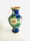 Große Blaue Cloisonné Emaille Vasen mit Blauen Blumenillustrationen, 1960er, 2er Set 4